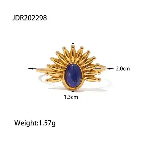 Bague pierre bleue foncée 