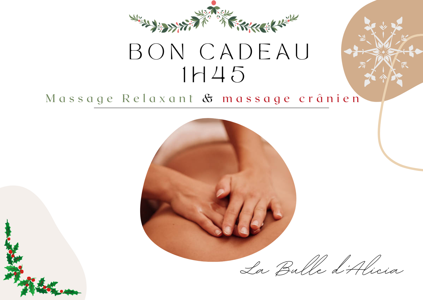 Bon cadeau massage Relaxant + massage crânien 