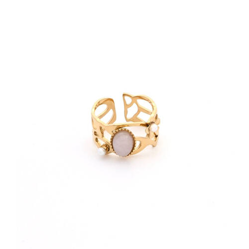 Bague réglable acier avec pierre