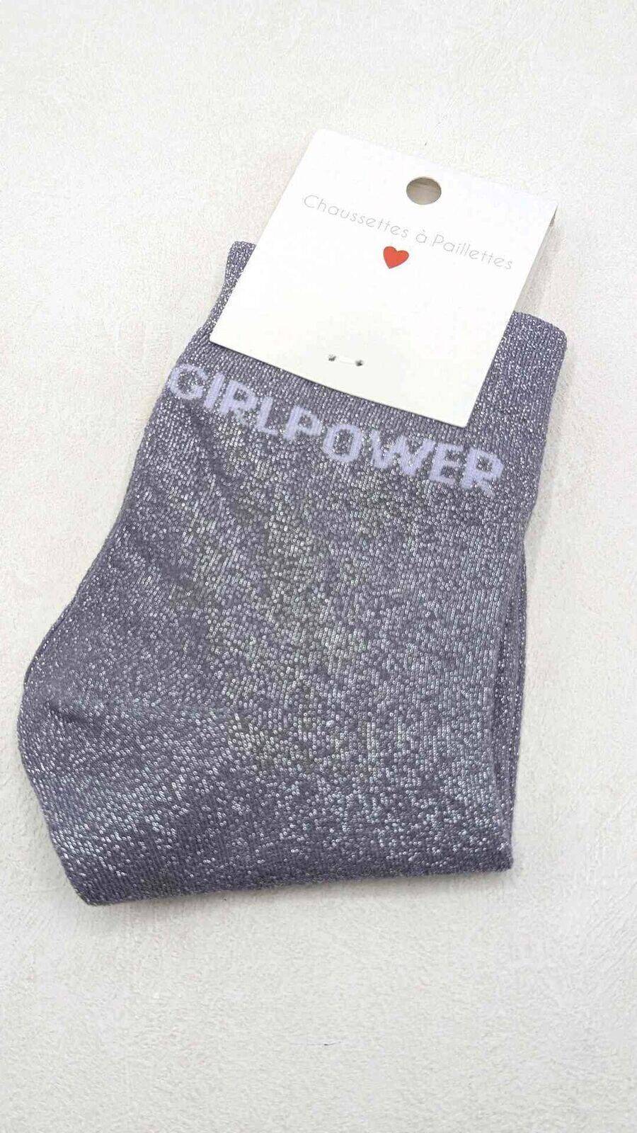 Chaussettes à Paillettes Girl Power Lilas