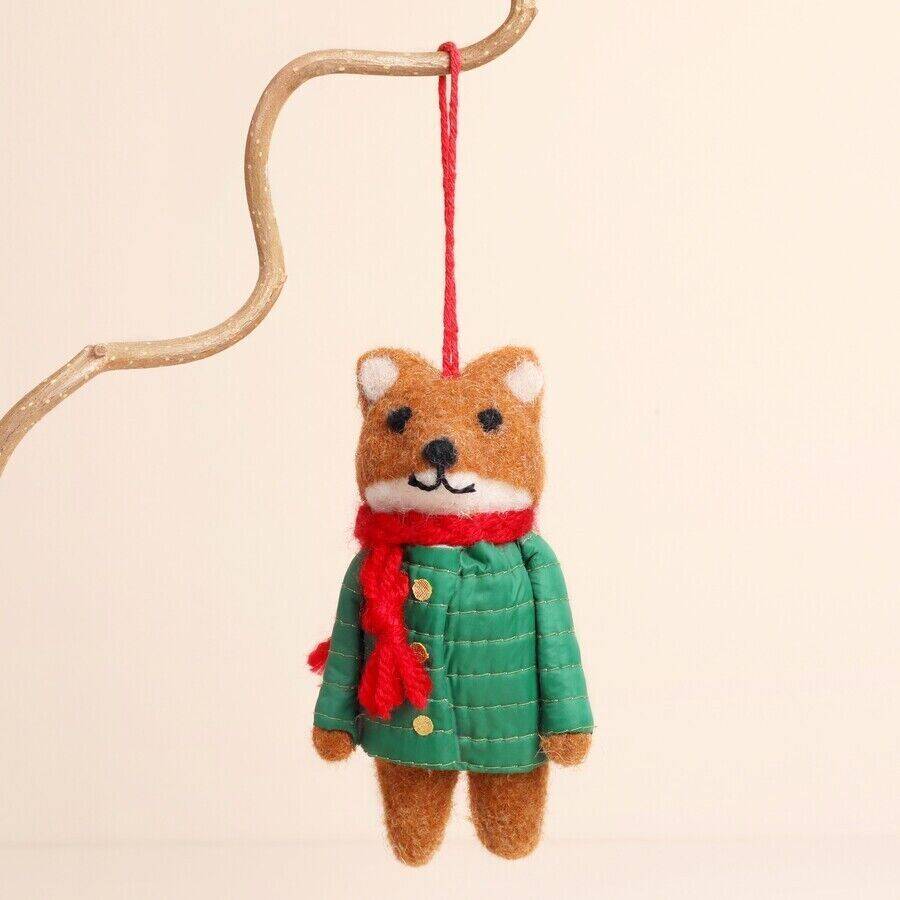 Festive felt fox hanging decoration