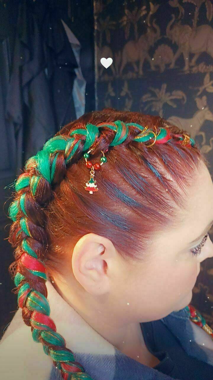 Seasonal braids with added hair 