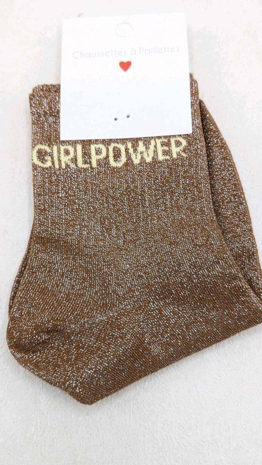 Chaussettes à Paillettes Girl Power Caramel