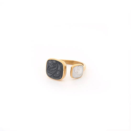 Bague géométrique carré en acier ouverte réglable 