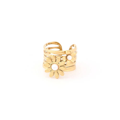 Bague réglable acier fleurs