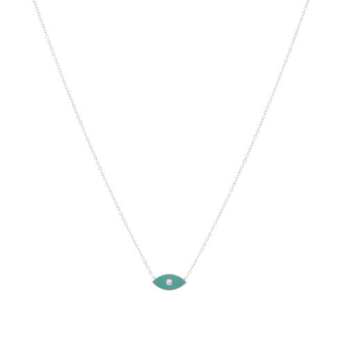 Collier en acier œil vert ARGENTE