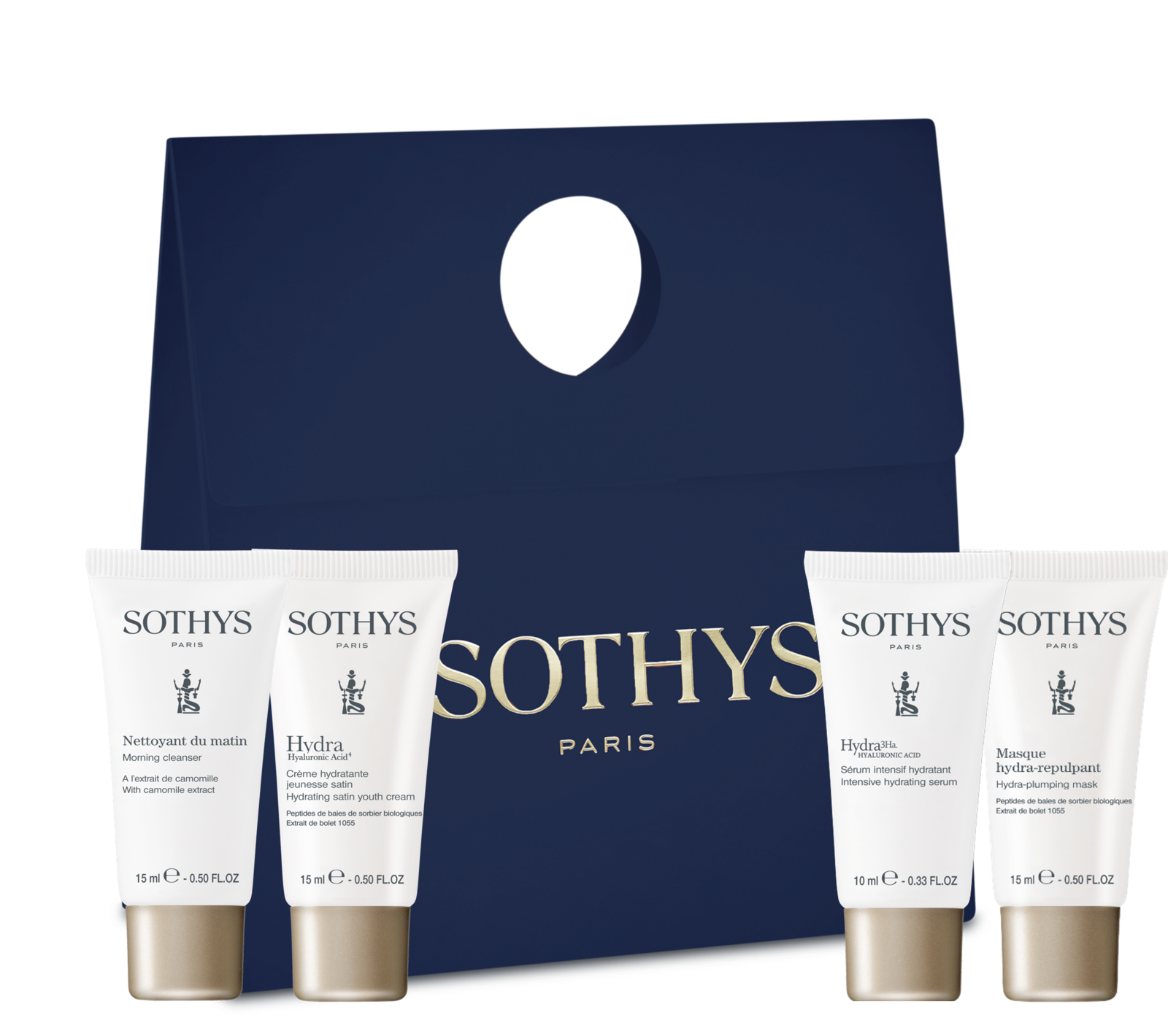 MINI POCHETTE AMENITIES 4 PRODUITS VISAGE HYDRA TUBE DE 15 ET 10ML