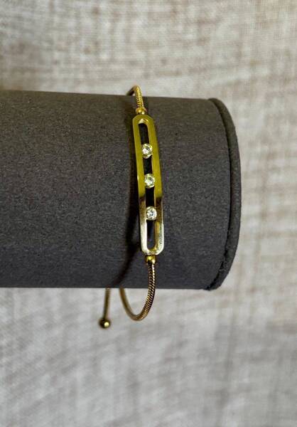 Bracelet réglable en acier brillant GB