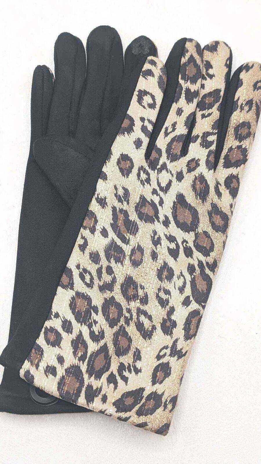 Gants Léopard Lurex Camel