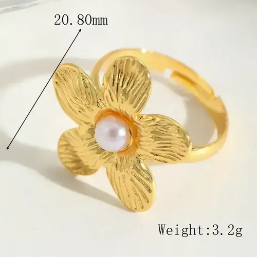 Bague fleur et perle 