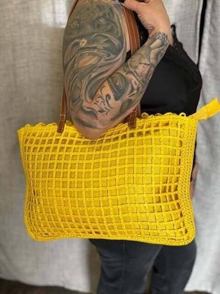 Sac raphia anse synthétique