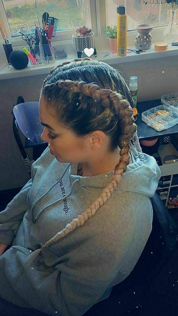2 Dutch braids added hair