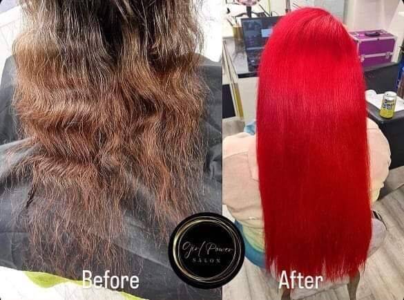 We love vivid hair colours! Here is an amazing transformation with 150g nano extensions for that added length