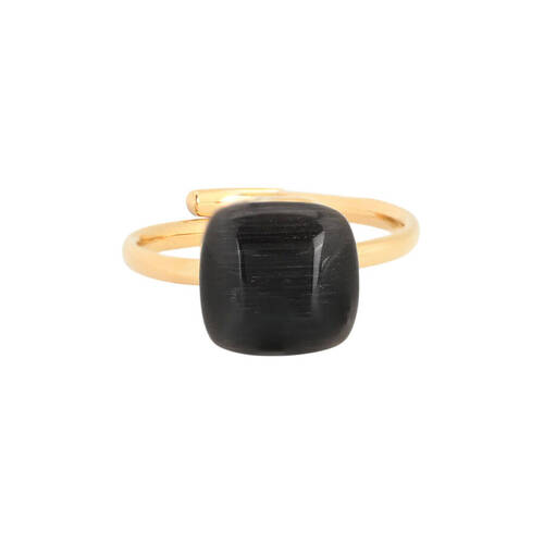Bague réglable acier avec pierre carré
