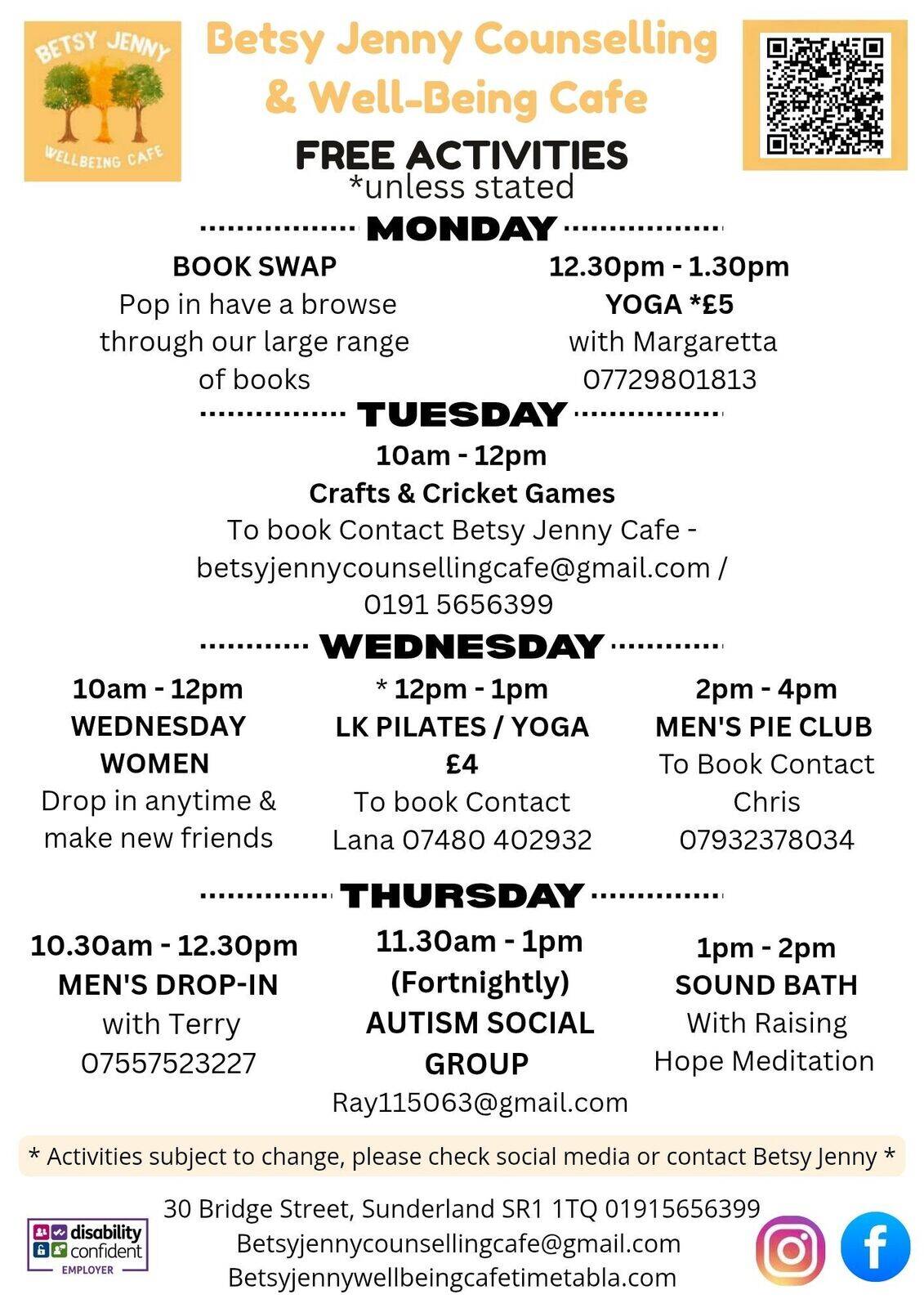 Current activity line up as of November 2025