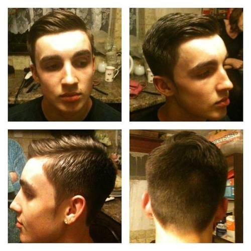 2 sides , pointed sideburns