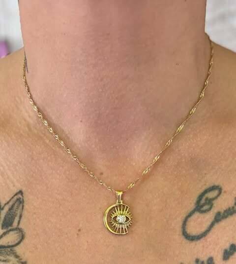 Collier en acier oeil avec zircone