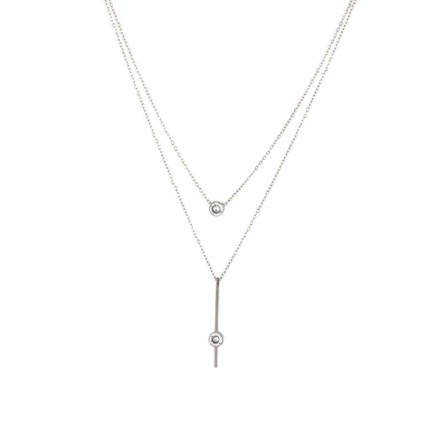 Collier double acier avec brillant