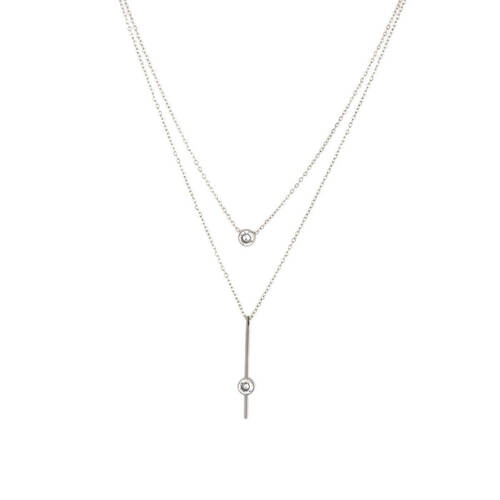 Collier double acier avec brillant