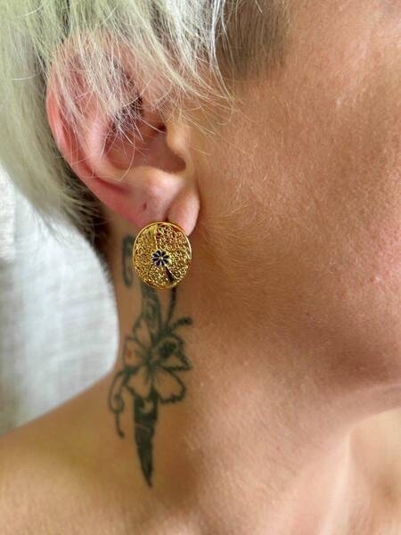 Boucles d\'oreilles Portugal traditionnelles et fleur