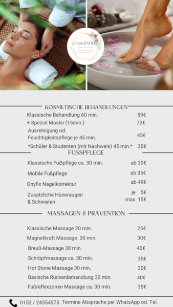 Klassische Kosmetik, Fußpflege & Massagen 