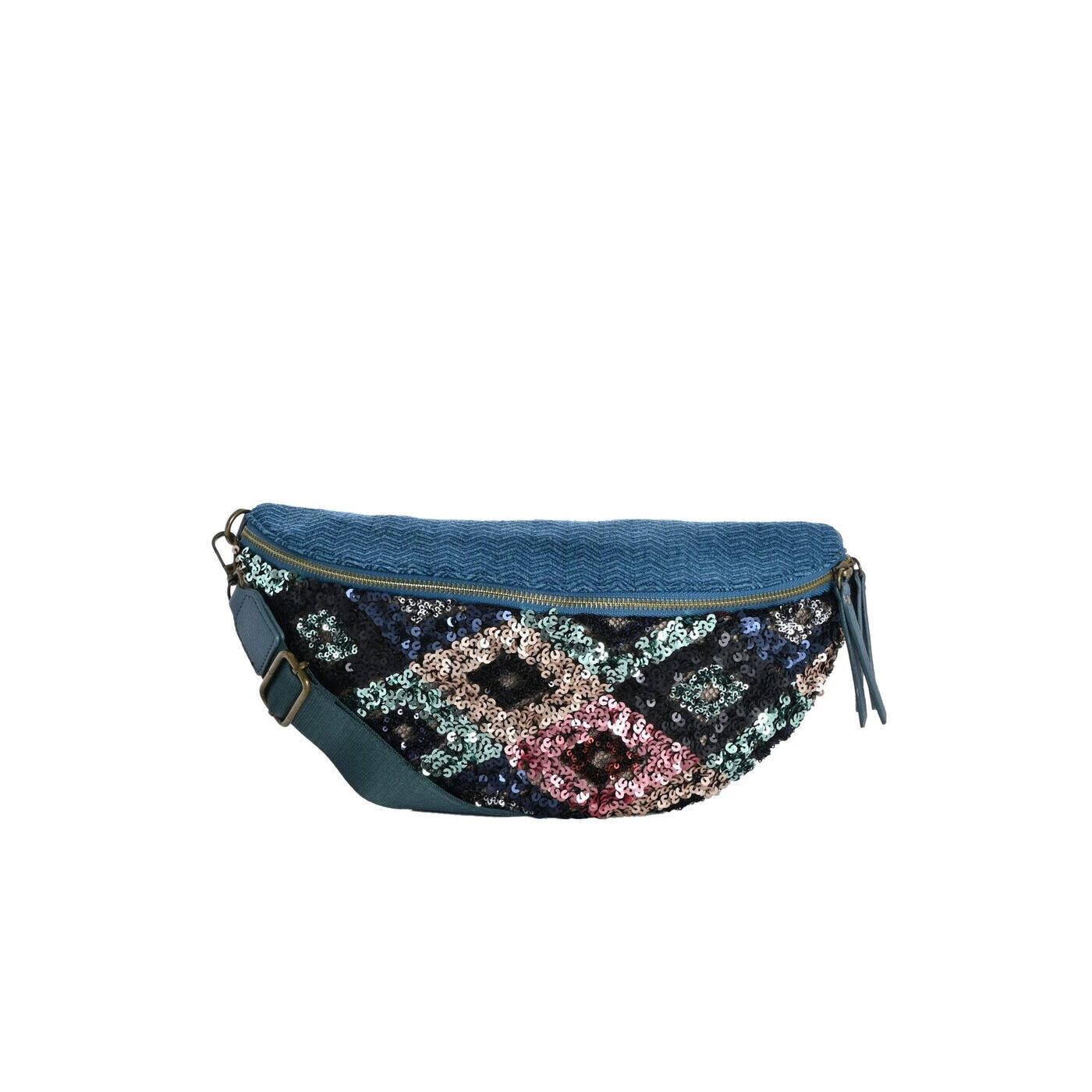 Sac banane/poitrine en tissu et paillettes