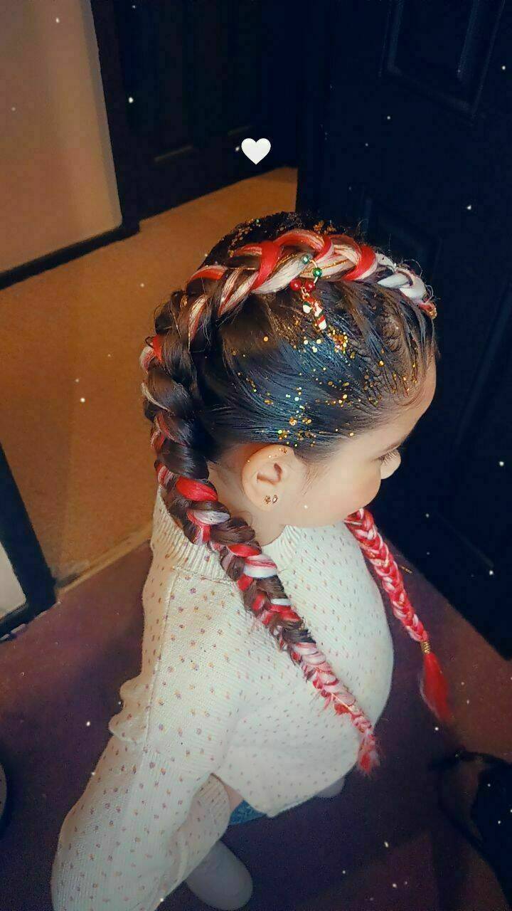 Season braids with added hair and glitter 
