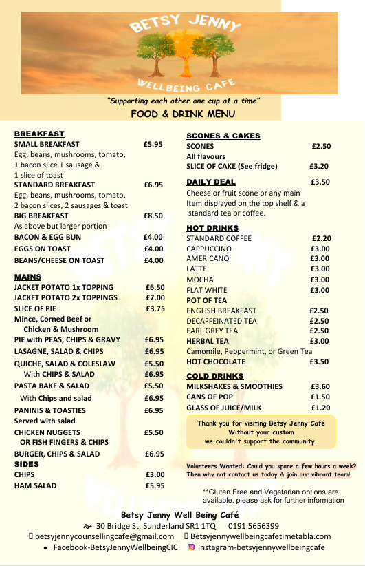 Our current menu