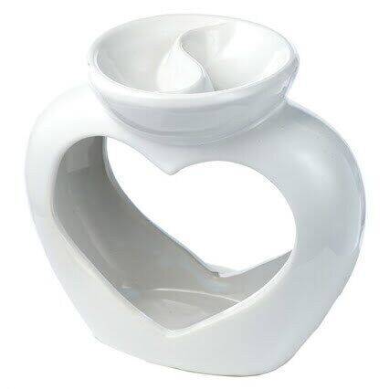 Brûle-parfum pour fondants- Cœur avec séparation Blanc