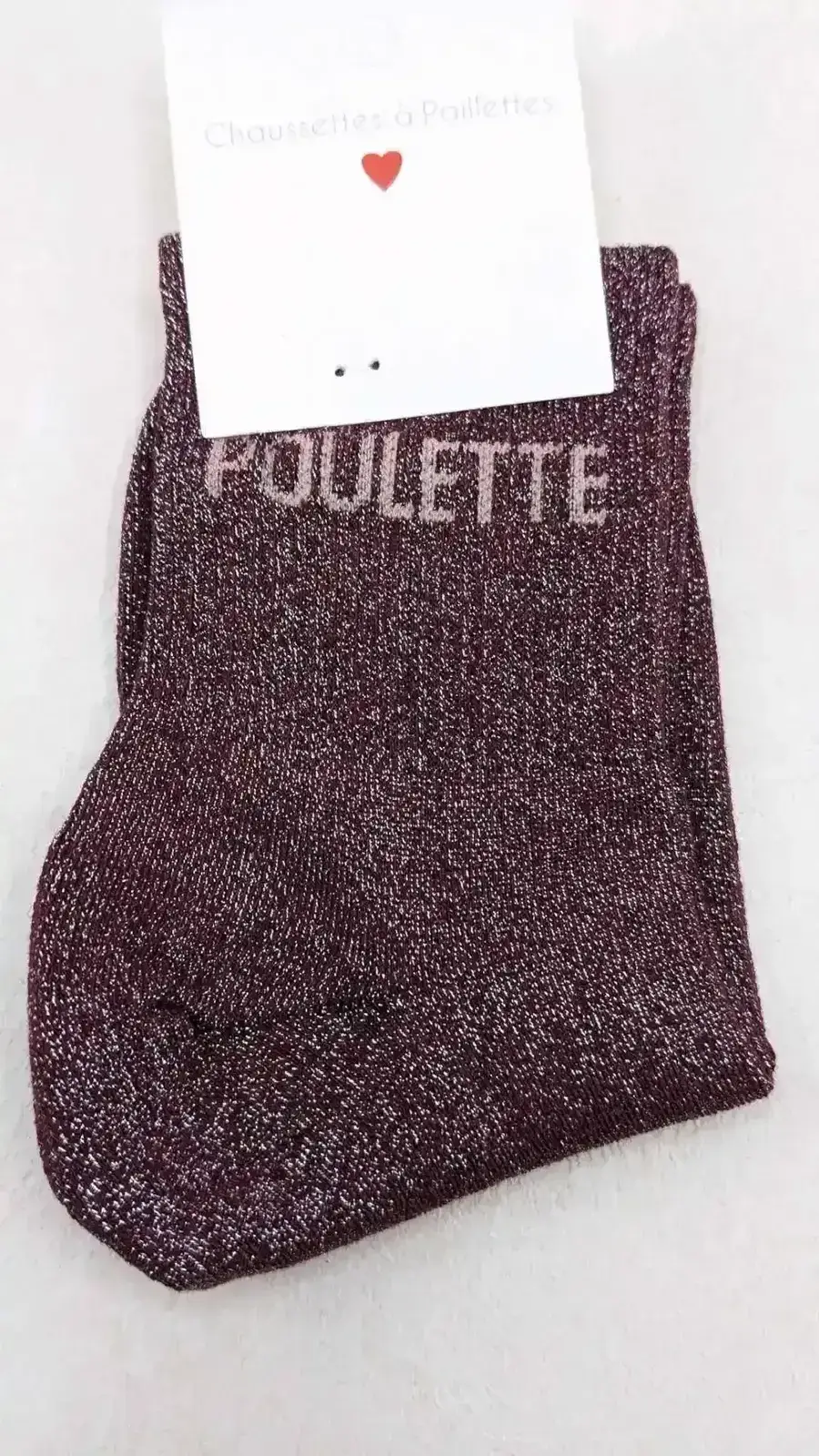 Chaussettes à Paillettes Poulette Bordeaux